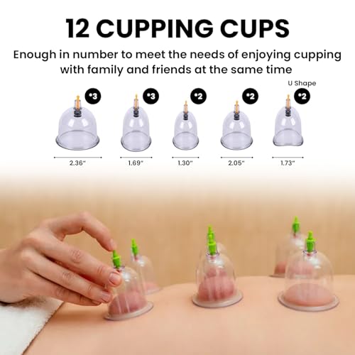 Image of HIJAMA Cupping Kit 12 Pcs Vacuum Cupping Set for Health Care Portable Body Relaxation Massage and Manual Therapy Cups for Pain Relief Magnetic Traditional Chinese Therapy Cupping