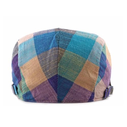 Image of Men's Plaid Striped Newsboy Ivy Flat Driving Golf Cap