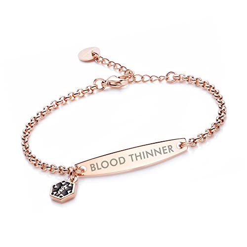 Linnalove - Pulsera Rolo de identificación médica para emergencias, para mujer, con cadena simple Cover