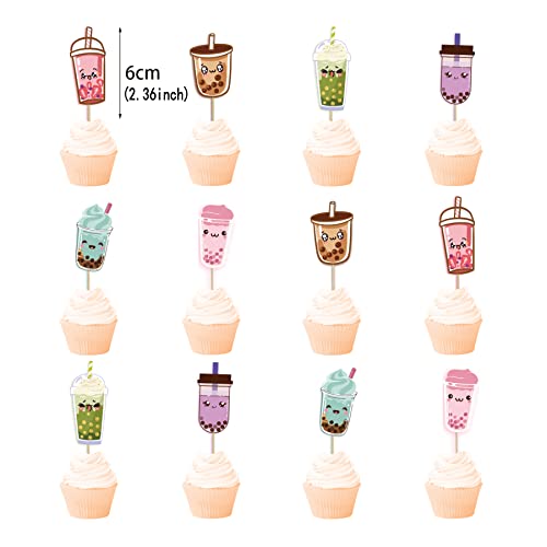 Bubble Tea Party Decorations Boba Tea Birthday Party Supplies Includes Boba Tea Birthday Banner, Spirlas, Cake Topper, Cupcake Toppers, Balloons For Boba Tea Party Decorations Party Favors #TOP5