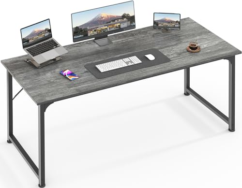 Huuger Computer Desk, 55 Inch Home Office Desk, Gaming Writing Work from Home Study Desk, Large Legroom, Sturdy Metal Frame, Modern Simple, GreyThe Forest Stewardship Council