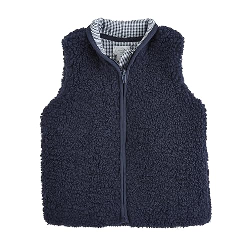 Mud Pie Girls Children Sherpa Zip Vest-Navy