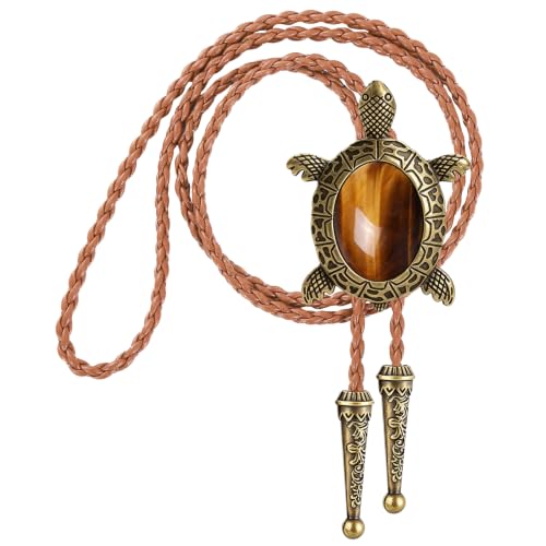 Image of GelConnie Native American Bolo Tie Rodeo Cowboy Leather Necktie Western Necklace Costume Accessories for Men,Women
