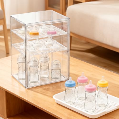 Sibosen Baby Bottle Organizer 3-Tier Clear Acrylic Baby Bottle Storage Organizer for Nipples Pump Parts Food Jars Station Organizers Container for Countertop Cabinet Bottles Storage by Sibosen - Image 7