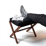Faltbarer Bambus-Fußhocker und Schminkhocker mit Kissen, gepolsterte Fußstütze, Ottomane für Wohnzimmer, Sofa, Schlafzimmer, Make-up und Schuhwechsel, stabile Holzbeinstütze (natürliches Finish, 53 x