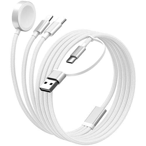3 in 2 Multi Charging Cable USB C Cable for iPhone Charger Fast Charging, Charging Cables for Multiple Devices Compatible with iPhone 17-11/Air/Pro/iWatch Ultra/SE/11-1/ Galaxy S25 4FT