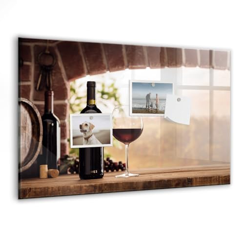 Tableau blanc en verre magnétique pour cuisine et bureau déco bouteilles de vin
