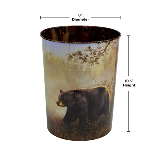 Rivers Edge Products Waste Basket, Tin Trash Bin for Office, Kitchen, Bathroom, Bedroom, Novelty Bucket for Drinks, 10.5", Bear by Jim Hansel - Thumbnail 7