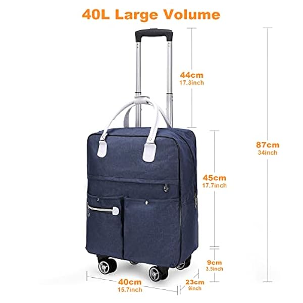 BAGZY Valigia Trolley Bagaglio a Mano 45x40x22.5 cm Nylon Valigia Ospedale Valigia Borsone Impermeabile Borsa Viaggio Borsone Pieghevole Grande 40L (Nero)…