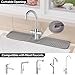 24 Inch Silicone Faucet Mat for Kitchen Sink Splash Guard & Draining Tray Sink Protector with Soap & Sponge Holder Grey (Purest Peak)