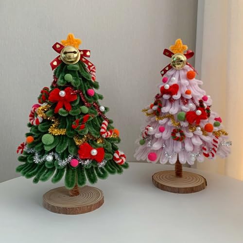 Mini árvore de Natal DIY, árvore de Natal de mesa com luzes, pequena árvore de Natal - Melhores orna
