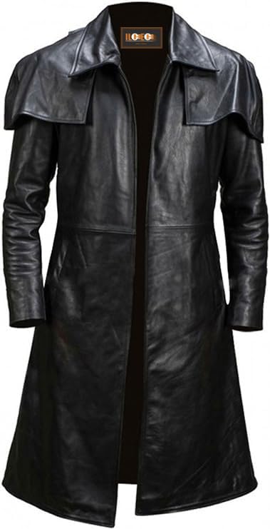 Mens Brown Suede Leather Trench Western Duster Cowboy Coat