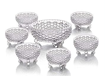 TAGROCK Crystal Fish Pattern Multipurpose Dry Fruit Ice Cream Bowl Set, 1 Mixing Bowl & 6 Serving Bowl (Set of 7)