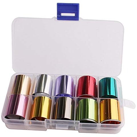 WOKOTO 10 Rolls Solid Colour Nail Art Foil Cover