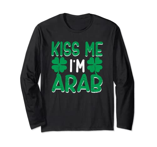 Irish Shamrock St Patricks Day Bere Emirati Arabi Uniti Kiss Me I'm Arab Maglia a Manica