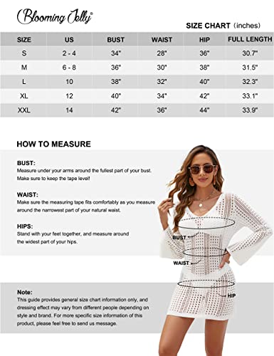 Blooming Jelly Womens Crochet Cover Up Dress Knit Bell Sleeve Backless Bathing Suit Cover Ups Swimsuit 2023 Beach Coverups (Small, Black) #TOP6