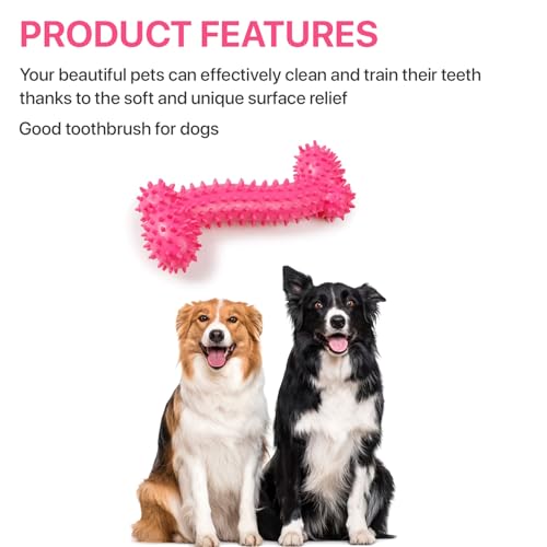 Image of Dog Chew Toy for Puppy, Cute Blue Small Dog Toy, Durable Chew Toy for Dogs and Pets - Durable & Non Toxic Spiky Rubber Bone for Dogs and Pets |Chew and Interactive Dog Toy (Pink)