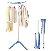 CellDeal Foldable Clothes Rail Sturdy Foldable Clothes Airer Hangaway Clothes Hanger Stand Three Arms Clothes Drying Rack Indoor Outdoor 30 Hangers 23X23X56in