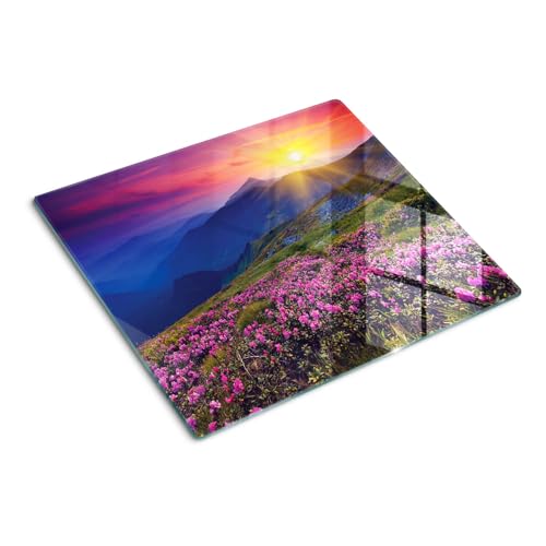 Protège-plan de travail 60x52 cm en verre avec impression de rhododendron