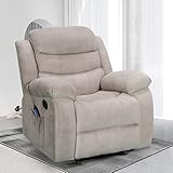 KISSLIVE Massage Recliner Chair, Upholstered Sofa with Massage and Heating Function, Multifunctional Recliner for Living Room Lazy Boy, Soft and Comfortable Modern Recliner (New Velvet Khaki)