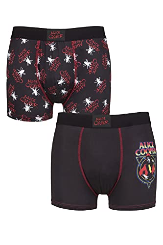 SockShop Mens Alice Cooper Exclusive to Gift Boxed Classic Rock Heavy Metal Boxer Shorts Pack of 2 Black S