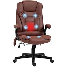 HOMCOM 6 Point Vibrating Massage Office كرسي مع الحرارة ، Microfiber High Back Executive Office مع مسند ظهر مبطن ، مساند مبطنة وبعيدة ، حمراء