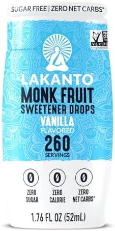 Lakanto Monk Fruit Extract Drops Liquid Sweetener - Zero Calorie, Zero Sugar, Keto Drink Sweetener, Sugar Substitute, On the Go, Tea, Coffee, Smoothies - Vanilla 1.76 Fl Oz (Pack of 1)