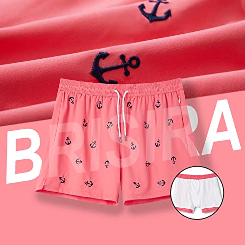 Image of BRISIRA Mens Swim Trunks Swim Shorts Quick Dry 5 inch Inseam Beach Shorts with Compression Liner and Zipper Pocket