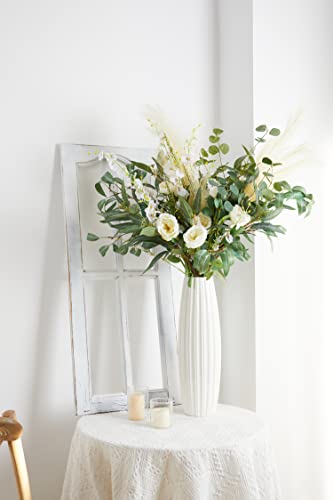 Misspin 18Pcs Tall Artificial Greeneries Spring Decor Artificial Flowers Eucalyptus Leaves Stems Set Greenery Stems Faux Reed Maple Leaves For Wedding Bouquet Table Centerpieces(Not Include Vase) #TOP7