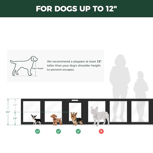 Image of FXW AuraSpace Acrylic Dog Playpen with Fence-to-Wall Anchors, 24 inchH, 8-Panel