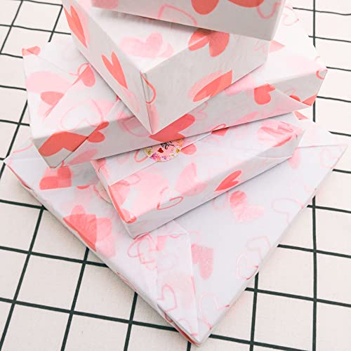Mr Five White With Pink Heart Tissue Paper Bulk,20" X 28",Pink Hearts Tissue Paper For Gift Bags,Pink Heart Tissue Paper For Birthday,Valentine's Day,Mother's Day,Weddings,30 Sheets #TOP5
