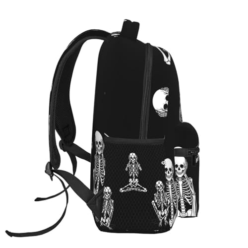 Anti Theft Business Travel Backpack Funny Skeletons Skull Three Monkey College Daypack, Secure and Practical3