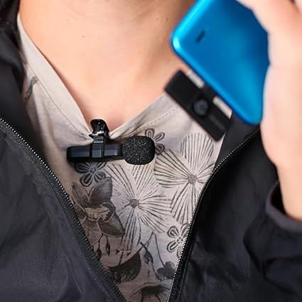 Microfone de Lapela Sem Fio, Transmissor para 2 Microfones, Compatível para iPhone, Redução de Ruído