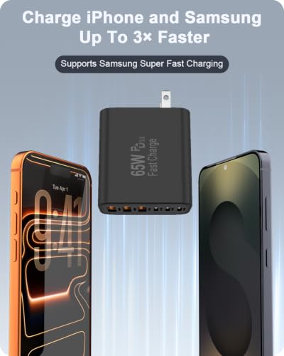 Image of 2-Pack 65W USB C Charger Block, 6-Port Fast Wall Charging Block [3 PD USB-C & 3 QC USB-A] for iPhone 17 16 15 Pro Max, iPad Pro, Galaxy S26 S25, Pixel 10 9, iWatch,Google & More