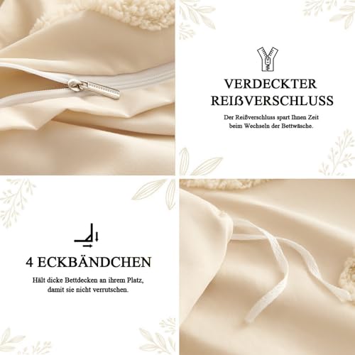 Tospass Boho Bettwäsche 220x240 Beige Getuftet Schleifen Bettwäsche Set – Ansicht 6