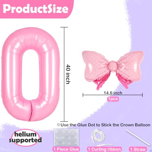 Pink Coquette Birthday Decorations 34 43 Balloon Numbers for Women, Coquette Bow Balloons Foil Mylar Large 40” Bow Birthday decorations 34th 43th Balloon Birthday Party Supplies (Number 34 balloons) by Florisland - Image 2