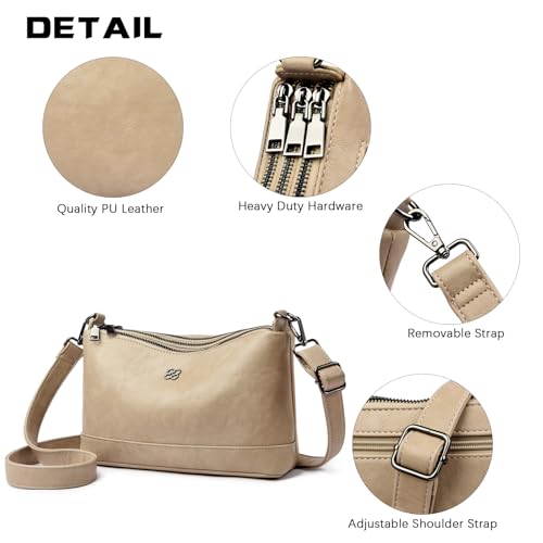 Image of Eslcorri Lightweight Nylon Crossbody Bag for Women, 3 Pocket Casual Shoulder Purse with Adjustable Strap for Travel Daily Use | Well-organized
