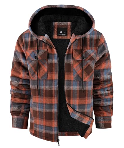 Image of SCODI Men's Flannel Jacket Sherpa Lined Plaid Fleece Hoodies Zip Up Coat