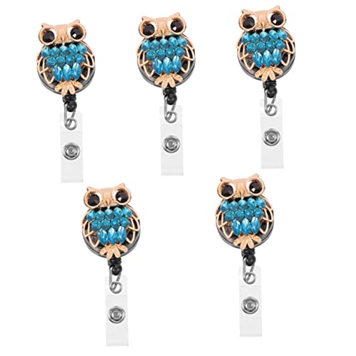Porte-badge rétractable lot de 5 boucle télescopique et clip décoratif hibou