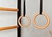BenchK 711B+A076 Wallbar, Stall Bar, Gymnastic Ladder with Beech Wooden Pull Up Bar, Chin Up Bar and Gymnastic Wooden Rings, Cotton Climbing Rope with Swing. for Hanging Exercises, Home