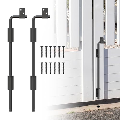 Image of 24 inch Heavy Duty Cane Bolt Gate Drop Rod with Upgraded Design, Square Drop Rod Kit for Double Gate Wood PVC Vinyl Metal Yard Gate Latch-2 Pack