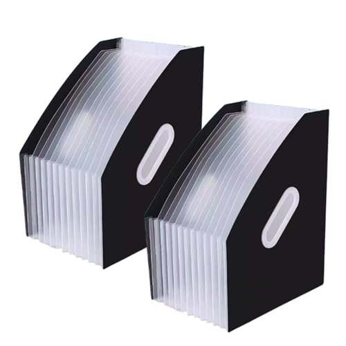 EYRMQWJPC - Life Expanding File Folder, Erweiterbarer Aktenordner, A4, 13 Taschen, 2er-Pack, mehrfarbig(Black)