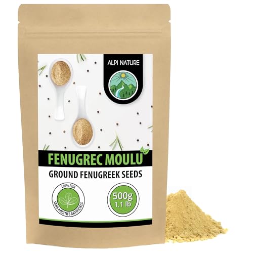 Alpi Nature Fenugrec en Poudre 500g, Graines de Fenugrec Moulues, Poudre de Méthi Moulue