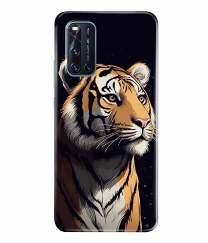 Image of Tiger Faces Animal Printed Hard Back Case Cover & Compatible for Vivo V19 (Multicolor) - D1807