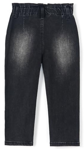 KIDSCOOL SPACE Little Girls Ruffled Elastic Waist Diagonal Pocket Denim Pants2