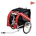 Aosom Elite Pet Dog Bike Trailer With Type 'A' Hitch, Leash Hook, Satety Flag - Red / Black