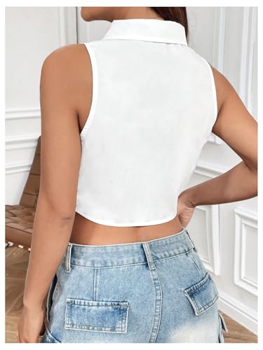SOLY HUX Women's Button Down Sleeveless Crop Shirts Summer Tank Top Cropped Blouse with Matching Tie2