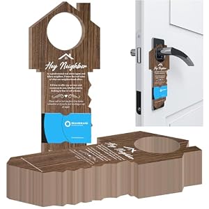 Geyoga 50 Pack Hey Neighbor Real Estate Agent Door Hanger, Brown Wood Grain