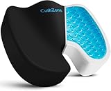 Office Chair Seat Cushion, Cooling Gel Enhanced Memory Foam Cushion for Long Sitting - Back, Sciatica, Coccyx, Tailbone Pain Relief Pillow - for Office, Gaming (Black)