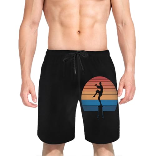 Vintage Karate Retro Crane Kick Mens Swim Trunks Boys Quick Dry Board Shorts with Mesh Lining3